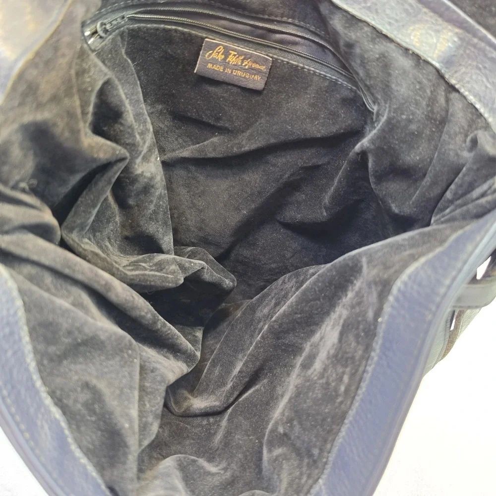 Saks Fifth Avenue Black Leather Shoulder Bag Adjustable Strap Flap Purse